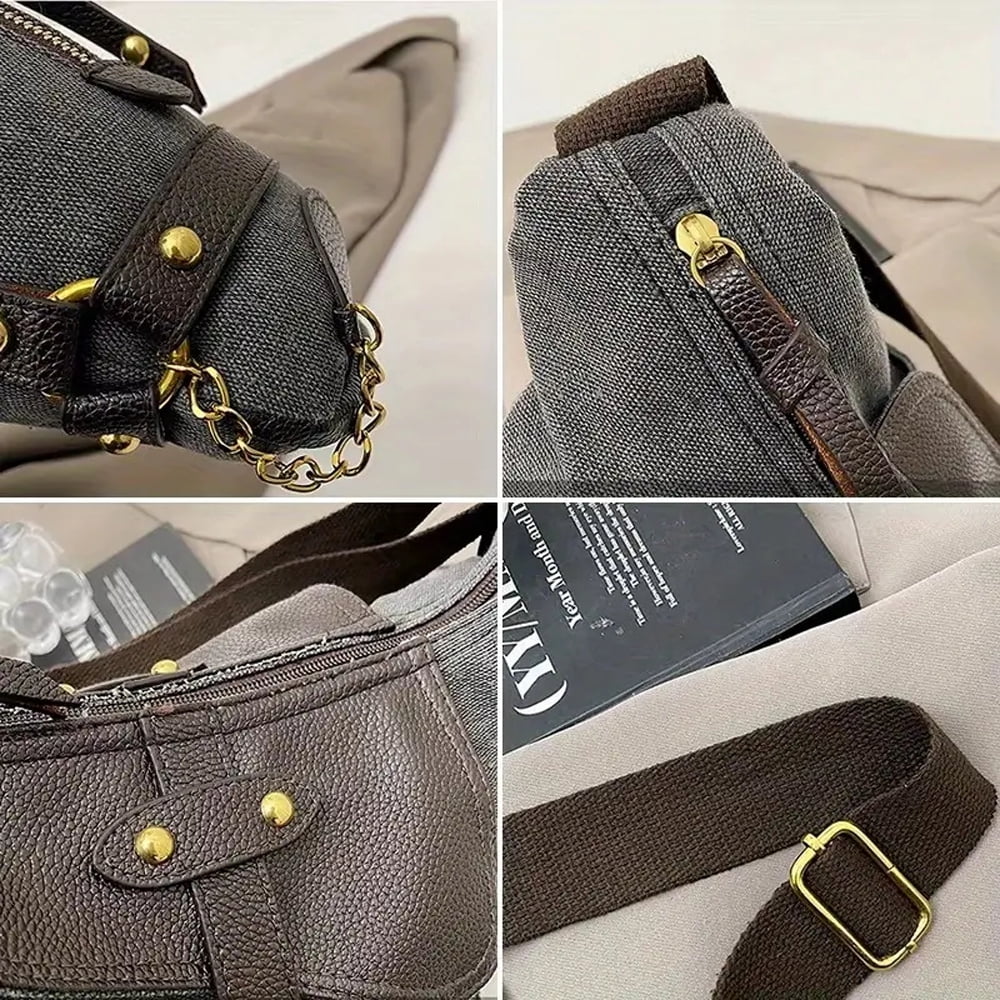 Hotpom Stylish & Unique Horse Shaped Canvas Crossbody Bag, Large Capacity Crossbody Purse, Adjustable Straps and Zipper Closure, Irregular Shape Women's Bag for Commuting, Work, Parties, Brown