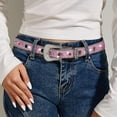 thumbnail image 1 of Under 10,Ladies' Leather Rhinestone Sequin Waistband, Adjustable Tight Fit, Short Waistband, Elegant Design, Fashion Accessory, Comfortable Wear, Bodycon Style Sporty and Stylish|Pu,Pink, 1 of 8