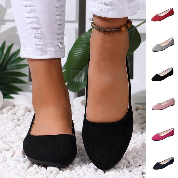 Rvasteizo Womens Closed Toe Closed Heel Shoes Solid Pull-On Lazy Flat Summer