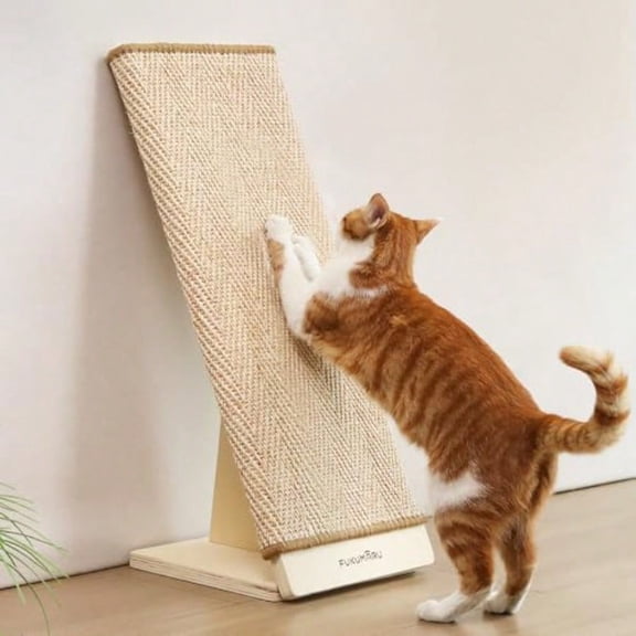 Cat Scratcher 23.66 Inch Sisal Cat Scratching Post Ramp Replaceable Scratching Mat for Indoor Cats Wood Frame L Shape Wall Mounted Scratch Cats Scratch Furniture Protector for Couch Sofa
