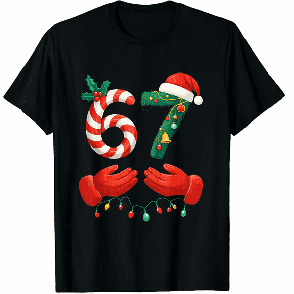 67 Christmas 6 7 Meme Outfit Holiday Gen Alpha Slang T-Shirt for Adults Men and Women