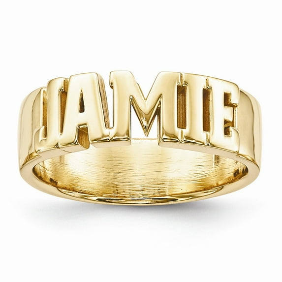 925 Sterling Silver Yellow Gold-Plated Polish Name Ring Band Size 5