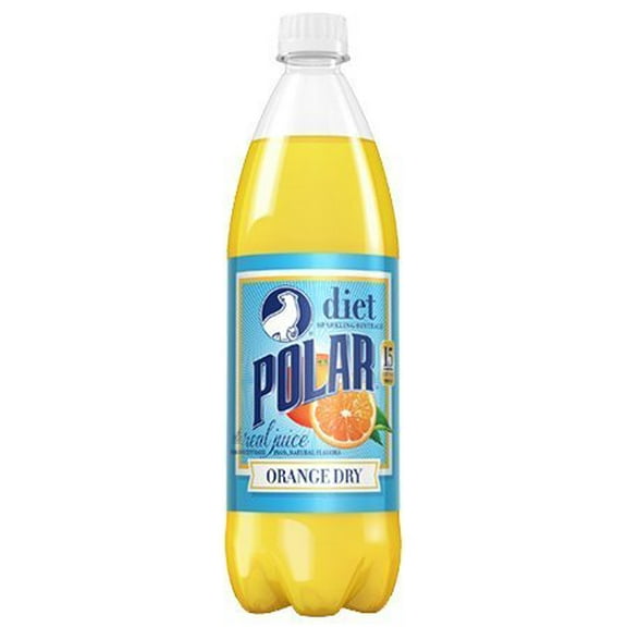 Polar Diet Orange Dry Soda 1 L Plastic Bottles - Pack of 12