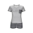 thumbnail image 3 of FAHXNVB Women's Pajama Set 2 Piece V Neck Short Sleeve Shirt with Plaid Boxer Shorts 2025 Summer Comfy Loose Pjs Lounge Sets, 3 of 5