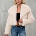 thumbnail image 2 of Womens Winter Faux Fur Coats Fleece Cropped Jacket Lapel Open Front Long Sleeve Shaggy Warm Outerwear Fall Clothes, 2 of 7