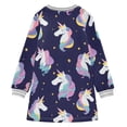 thumbnail image 6 of Girls' long-sleeved dress Unicorn Starry Sky Girls' A-line dress with ribbed cuffs Soft and comfortable, 6 of 6