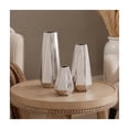 thumbnail image 4 of CosmoLiving by Cosmopolitan 13", 11", 6"H Geometric Faceted Silver Ceramic Vase, Set of 3, 4 of 13