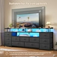 thumbnail image 4 of Afuhokles TV Stand for TVs up to 65 Inch TV, TV Console Table with LED Lights and Charging Station, 11 PU Drawers, Black, 4 of 8