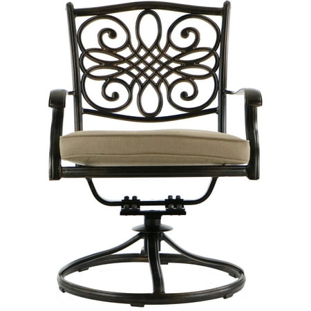 Hanover Traditions 5-Piece Dining Set in Tan with 47 in. Glass-top Table