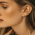 thumbnail image 2 of Leander Dainty CZ Huggie Hoop Earrings 14K Gold Plated Chunky Simple Cute Thick Round Frill Bead Ball Starburst Cuff Earrings Cubic Zirconia Hoop Earrings Minimalist Personalized Gift for Her, 2 of 5