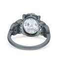 thumbnail image 3 of Black Tone, Simulated Cubic Zirconia Size-9 Art Deco Oval Wedding Engagement Ring 925 Sterling Silver, 3 of 7