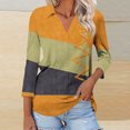 thumbnail image 1 of Fiudx Liquidación de Ofertas Flash Camiseta de Manga 3/4 con Solapa y Cuello En V a Juego para Mujer, 1 of 5