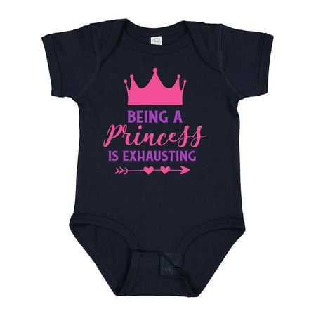 

Inktastic Being a Princess is Exhausting Crown Hearts Gift Baby Girl Bodysuit