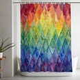 thumbnail image 4 of Colorful Modern Geometric Shower Curtain, Watercolor Rainbow Diamond Pattern Waterproof Shower Curtain Set with 12 Hooks Lightweight Bath Curtains Fabric Bathroom Decor 36x72 Inches, 4 of 9