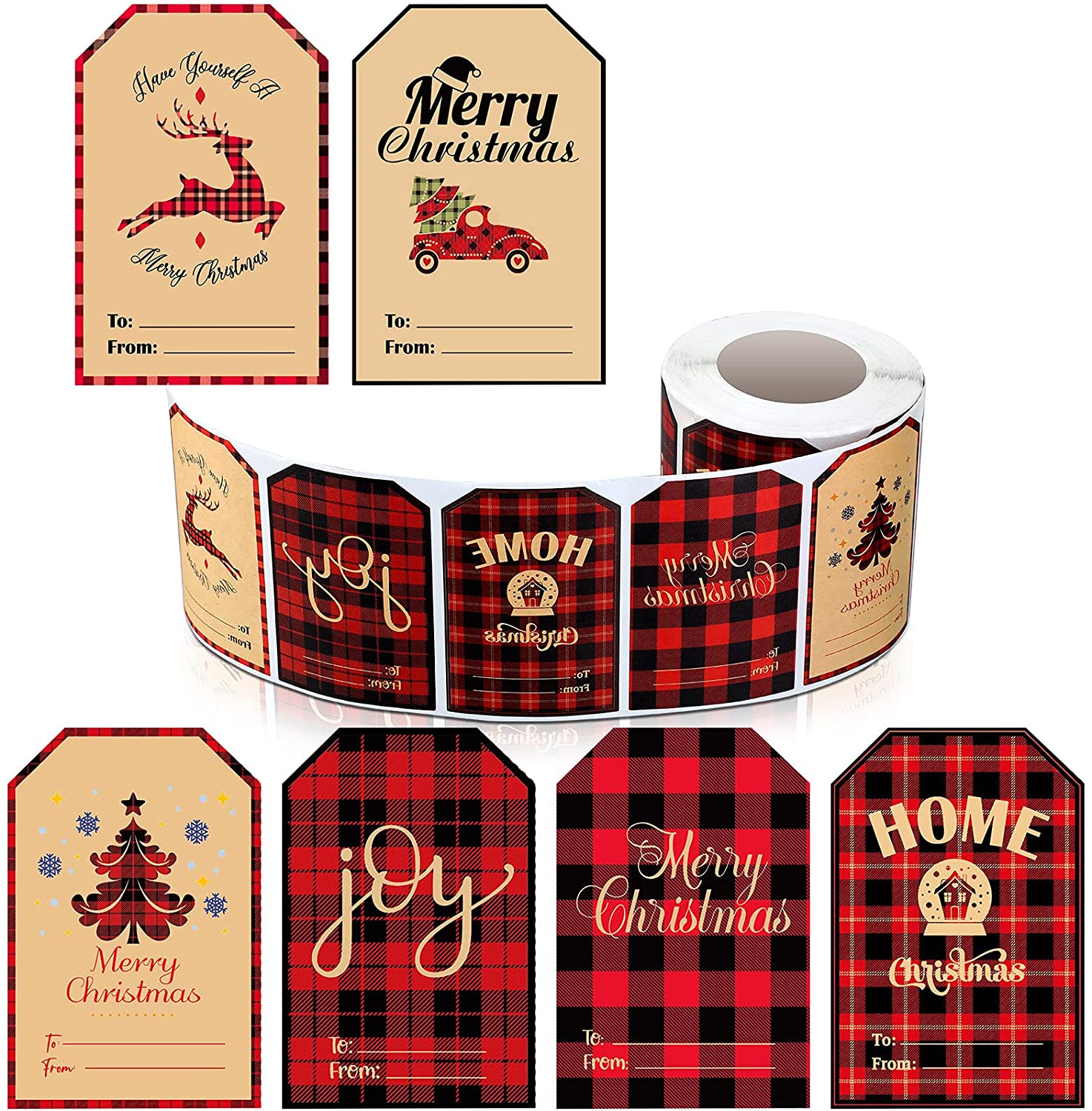 450 Pieces Kraft Simple Christmas Present Tags Christmas Stickers Holiday Present Stickers 