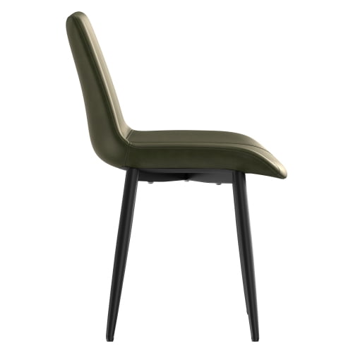 4 Pcs PU Leather Dining Chairs, Stain-Resistant & Waterproof, Heavy-Duty Carbon Steel Legs, High-Density Sponge Seat, Adjustable Feet for Kitchen, Living Room, Dining Room, Olive Green