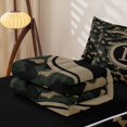 thumbnail image 5 of Erosebridal Camo B Letter Zipper Queen Comforter Set with Fitted Sheet and 2 Pillowcases for Boys Men, Camouflage Monogram Zipper Bedding Set, Green Khaki, Black Reversible, 4 Pieces, 5 of 7