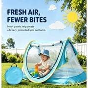 Sisticker UPF Baby Beach Tent, Portable Sun Shelter Pool Tent for Toddler Summer Camping, Infant Travel Tent with Breathable Mesh & Mosquito Net, Silver‑Coated Polyester Taffeta, Blue