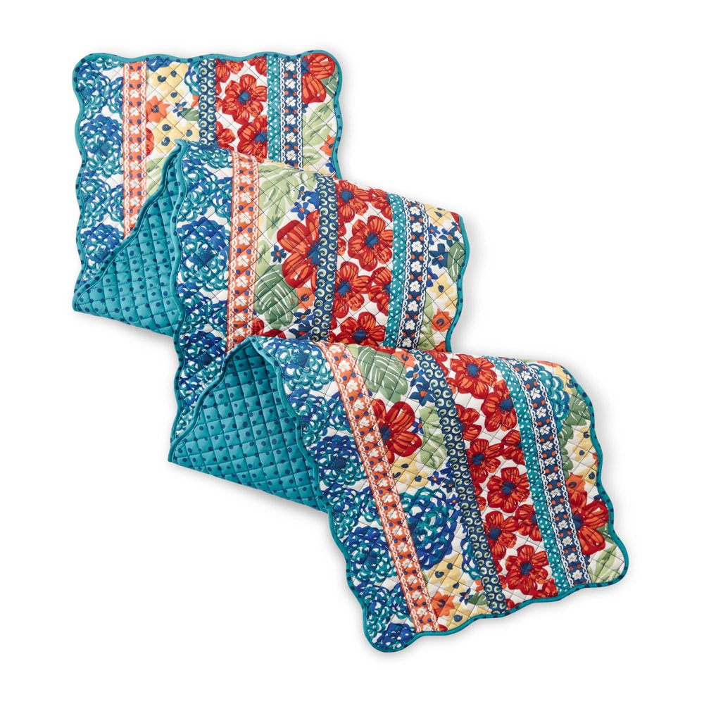 The Pioneer Woman Dazzling Dahlias Quilted Table Runner, 14" x 72