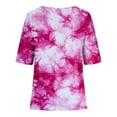 thumbnail image 5 of Busydd Womens Tops Fashion Tie Dye Boho Blouses Short Sleeve Round Neck Button T-Shirts Floral Print Beach Linen Shirts Casual Loose Summer Tops Plus Size Tops for Women,S-4XL, 5 of 5