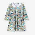 thumbnail image 7 of SERTG Girls' Cute Print Pointed Collar Dress Long Sleeve Fall Winter Princesse Skirt Outfit for Children 2-8 Years(Green,3 Years), 7 of 7
