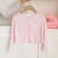 thumbnail image 2 of Ribbed Knit Cropped Cardigan For Girls Button Down Long Sleeve Crop Blouse Casual Lightweight Cute Bow Knot Outerwear Tops, 2 of 6