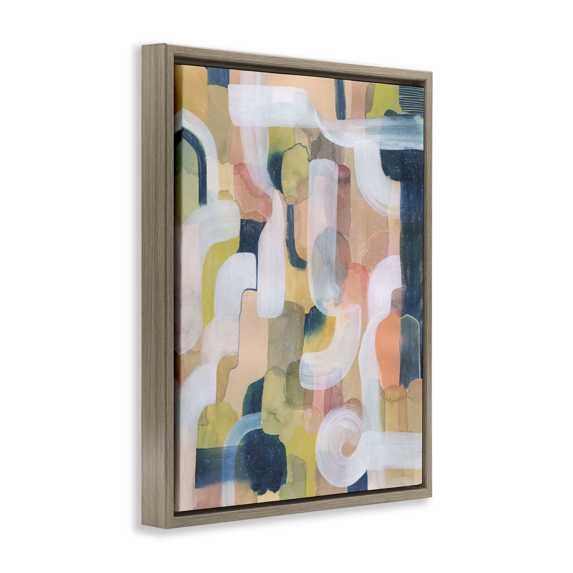 Stupell Industries Twisting Arches Arrangement Abstract Painting Brown Floater Framed Canvas Art Print Wall Art, 17 x 21