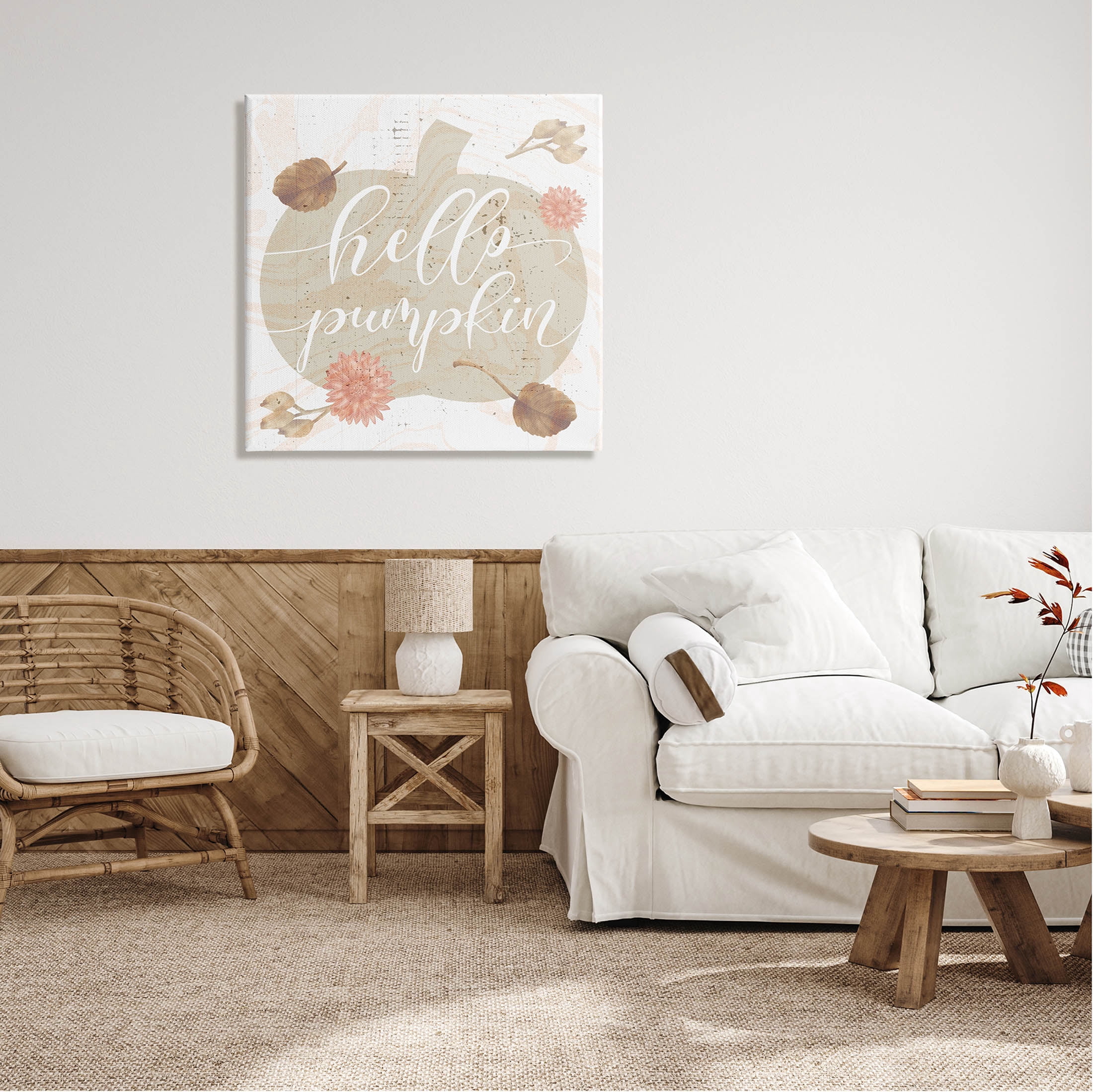 Stupell Industries Hello Pumpkin Autumn Harvest Graphic Art Gallery Wrapped Canvas Print Wall Art, Design by Lil' Rue