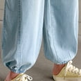 thumbnail image 6 of UJNDER Girls Thin Pants Casual Loose Straight Leg Trousers Embroidery Kids Breathable Lightweight Girls Pants,Light Blue,15-18 Years, 6 of 7
