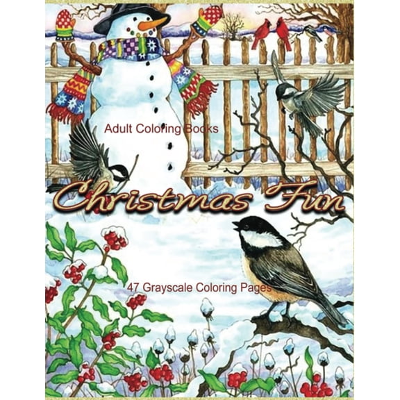 Pre-Owned Adult Coloring Books Christmas Fun 47 Grayscale Coloring Pages: Beautiful grayscale images of Winter (Paperback) by Kimberly Hawthorne