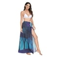thumbnail image 2 of FORMRS Womens Long Sarong Beach Wrap Semi-Sheer Bikini Skirt Bathing Swimsuit Cover Up, Purple Moonlight Forest, 2 of 7