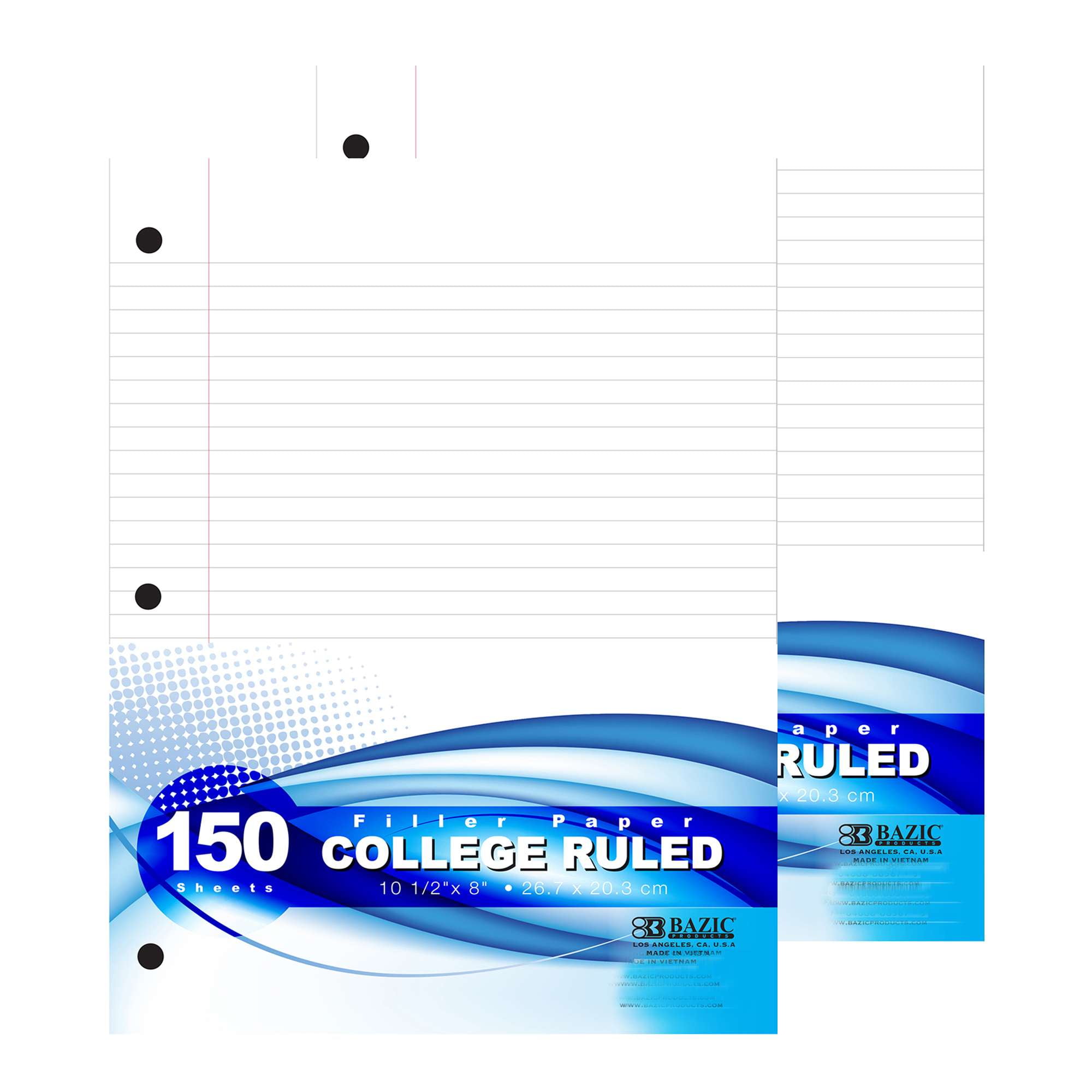 1InTheOffice College Ruled Filler Paper - 4 Packs, 120 Sheets Each, 8 X 10.5 Inch, 3-Hole Punched Loose Leaf