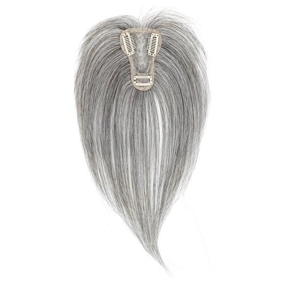 10 in Clip-in Bangs, Gray High-Temp Synthetic Fiber Hair Topper for Thinning Hair, 360° Coverage, Clip-on Extension, Elegant Style