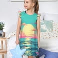 thumbnail image 4 of Kdxio Robe de Nuit Rétro Imprimé Coucher de Soleil Plage pour Petites Filles Princesse Été Manches Courtes Pyjama - Grande Taille, 4 of 6