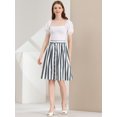 thumbnail image 3 of Falda Midi Allegra K a rayas con botones Gris S, 3 of 6