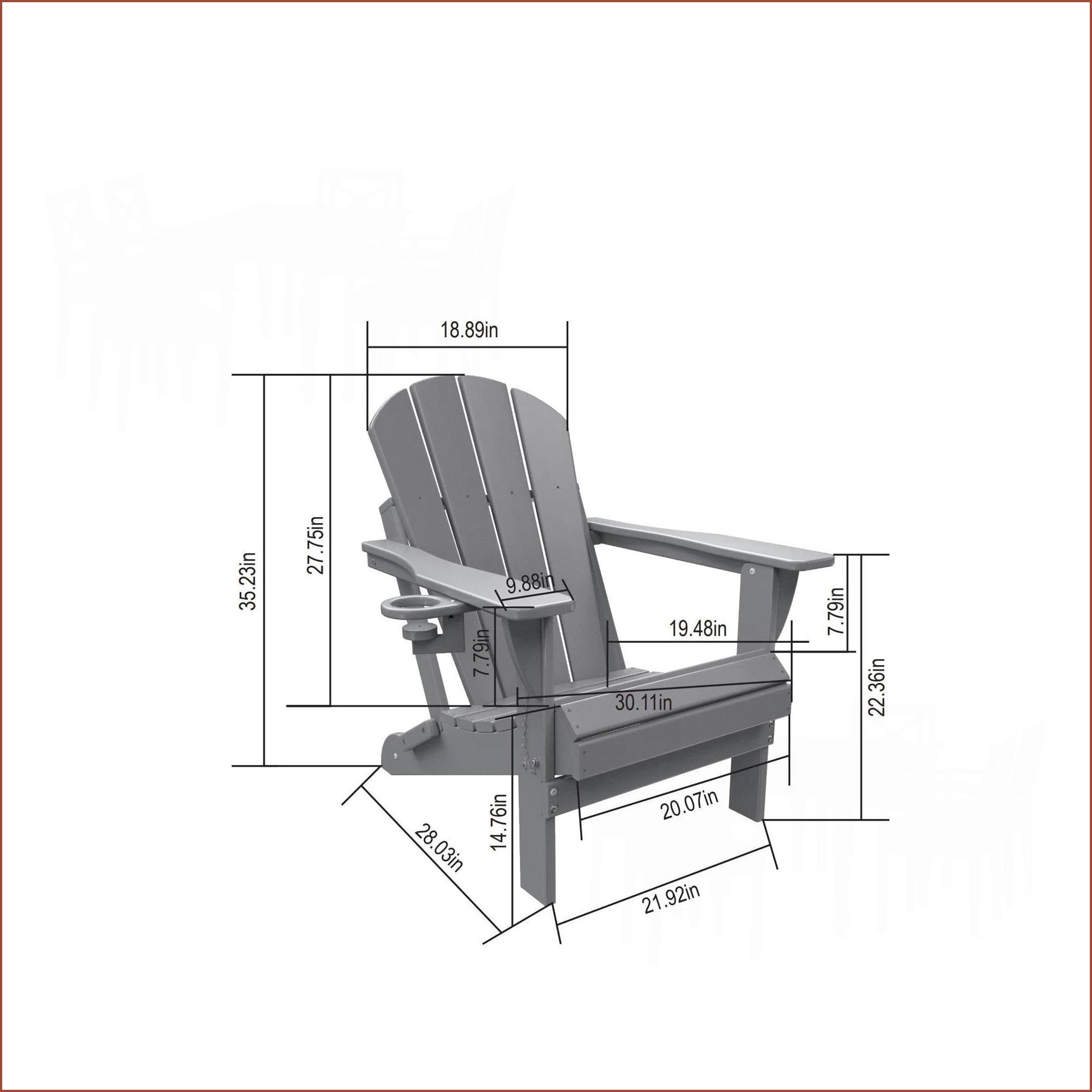 Patio Traditional 3-Piece Folding Adirondack Chair Set, 2 Chairs & 1 Side Table for Outdoor Use | Slate Gray | HDPE