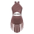 thumbnail image 5 of Jhaoyu Kids Girls Shiny Backless Ballet Leotard Dress with Skirt Lyrical Jazz Latin Modern Dusty Pink 10, 5 of 9
