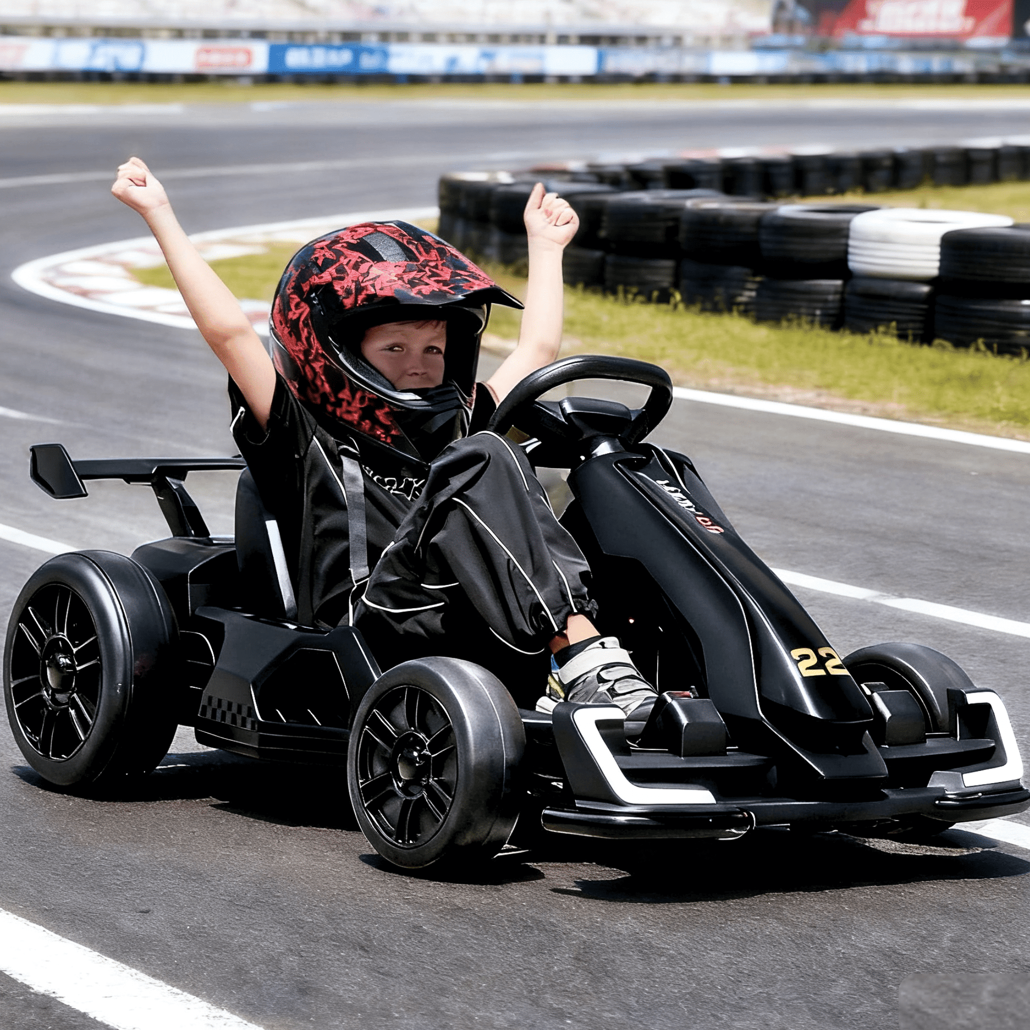 VIBESPARK Drift Go Kart, 24V Electric Ride-On Car, Adjustable Seat