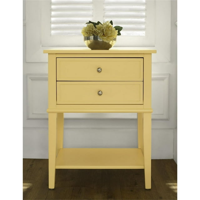 Franklin Accent Table with 2 Drawers, Yellow