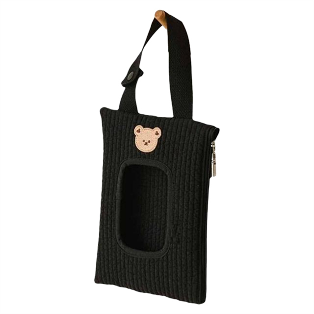 Caja de Pañuelos con Tapa Abatible, Caja de Toallitas Húmedas con Dibujos de Animales, Bolsa para Colgar en el Coche, Estante para Pañuelos, Caja de Almacenamiento Colgante A