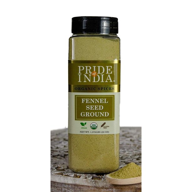 Pride of India Organic Fennel Seed Ground 22 oz (623 Gm) Large Dual