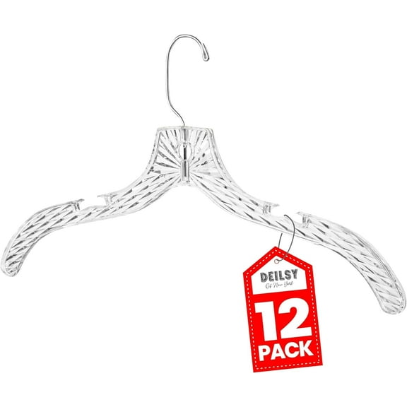 HARDW Plastic Heavy Duty Clothes Hangers – Crystal Clear Plastic Hanger for a Durable and Stylish Solution for Pants, Skirts, and More – Pack of 12
