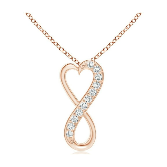 ANGARA Natural Pave-Set Diamond Infinity Heart Pendant in 14K Rose Gold for Women (Size-1mm| Color-G| Clarity-VS2) | April Birthstone, Anniversary, Jewelry Gift for Women | Natural Diamond Necklace