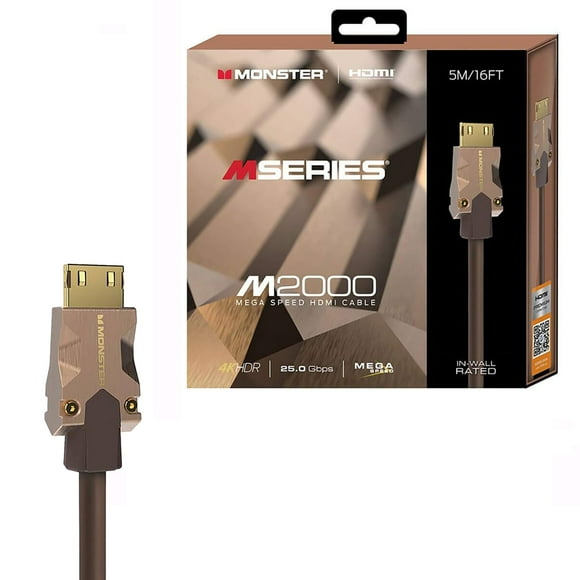 Monster - Câble HDMI Haute Vitesse Série m 2000, 25GBPS, Longueur 16 Pieds
