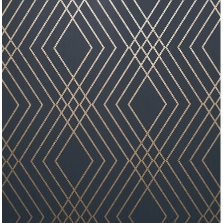 Fine Decor Shard Navy Trellis Unpasted Paper Wallpaper, 20.5-in by 33-ft, 56.4 sq. ft.