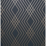 FINE DECOR WALLCOVERINGS Fine Decor Shard Navy Trellis Unpasted Paper Wallpaper, 20.5-in by 33-ft, 56.4 sq. ft.