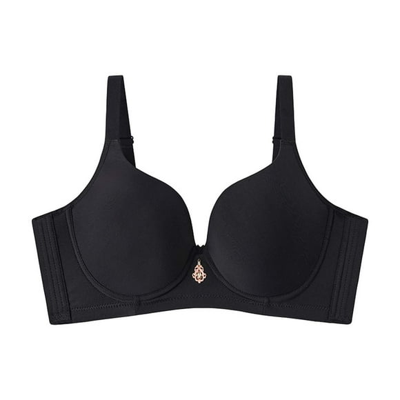 Front Close Bras for Women Padded Bra Feature V-Neck Balconette Bra Style W-1609 Black XL