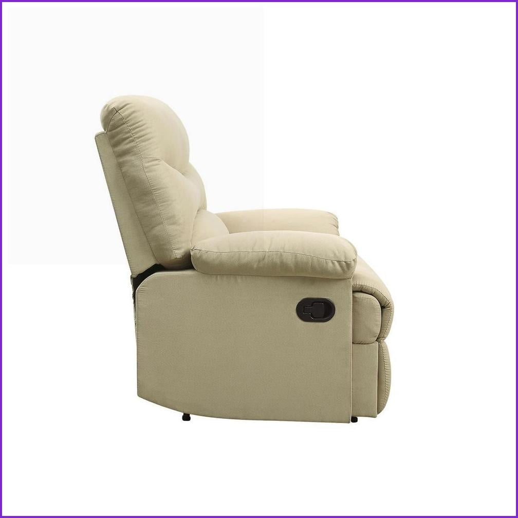 Recliner with Motion Function & Pillow Top Armrests | Beige Microfiber | Fabric+Metal