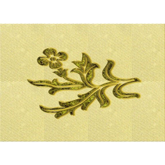 Ahgly Company Machine Washable Indoor Rectangle Transitional Sun Yellow Area Rugs, 8' x 10'