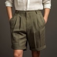 thumbnail image 3 of Mens Cotton Linen Shorts with Drawstring Elastic Waist Shorts with Pockets Flat Front Linen Shorts Cotton Linen Lightweight Casual Summer Vacation Wear,Green L, 3 of 4